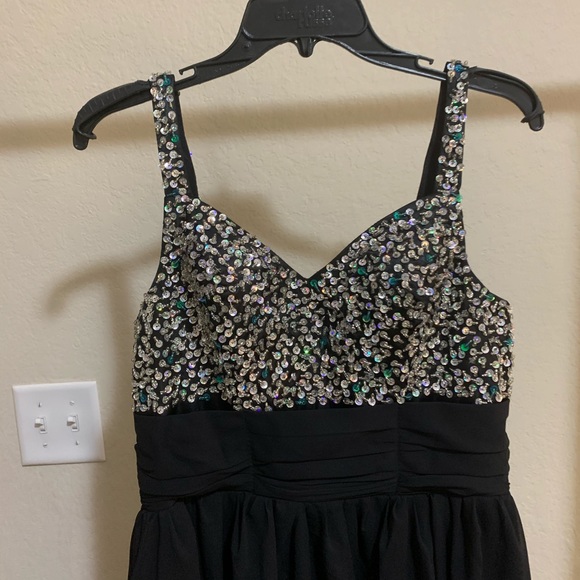 Black Pageant/Prom/Mardi Gras/Formal Dress,beaded, seqiuined, PERFECT - Picture 3 of 11